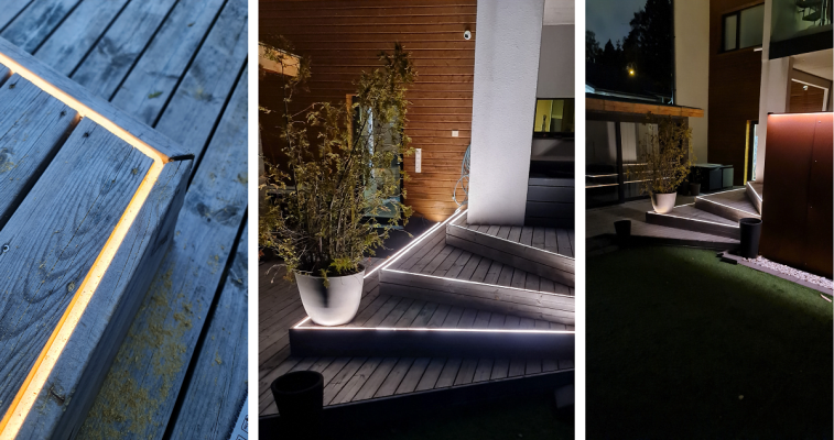 Led nauha terassille, NEON nauhan asennus Led nauha terassille, NEON nauhan asennus